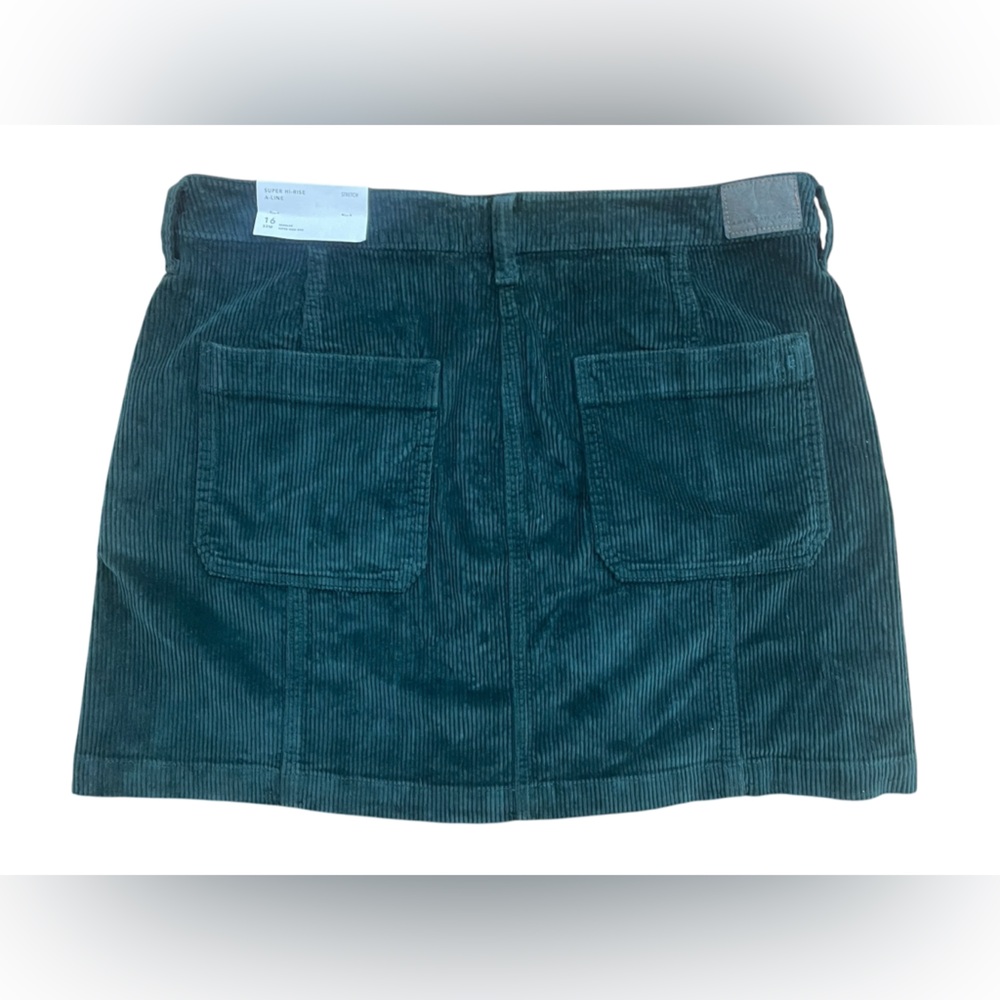 American Eagle Dark Green Super Hi-Rise A-Line Corduroy Skirt - Picture 2 of 7